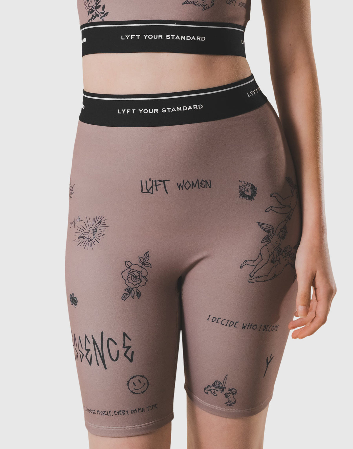 LÝFT Graffiti Short Leggings - Beige