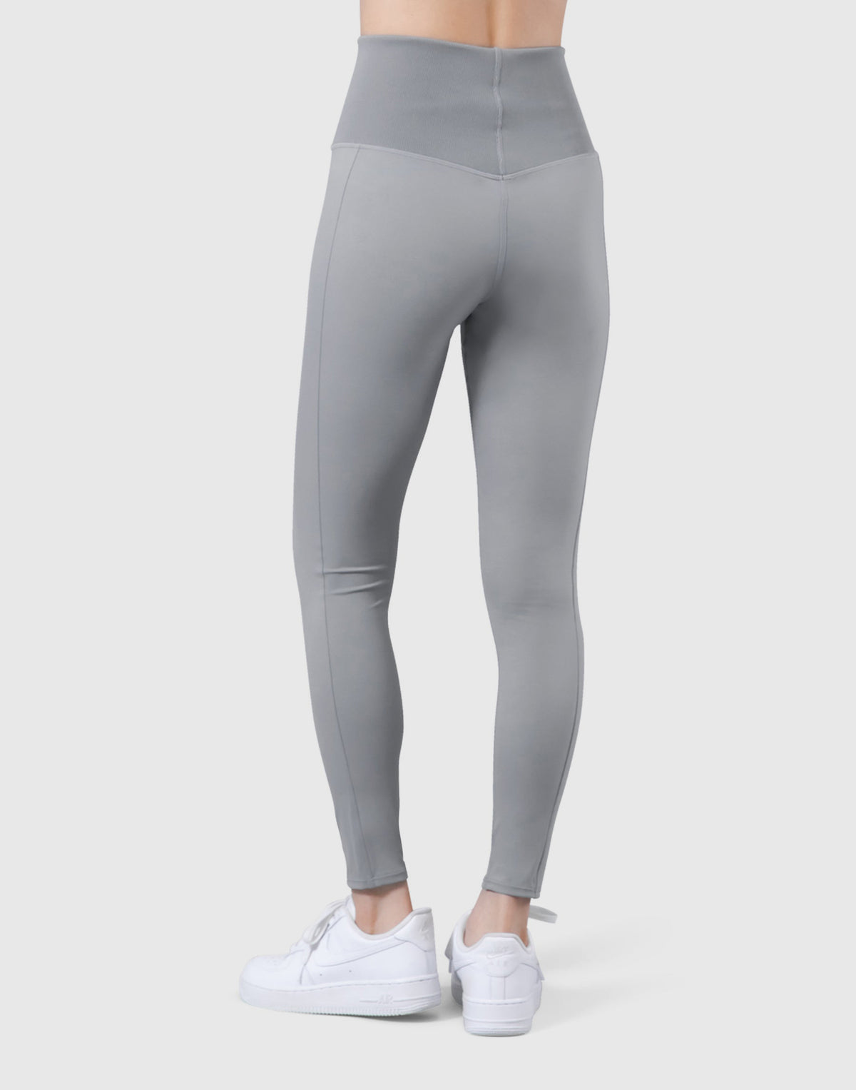 High Rise Waist Rib Leggings - Grey