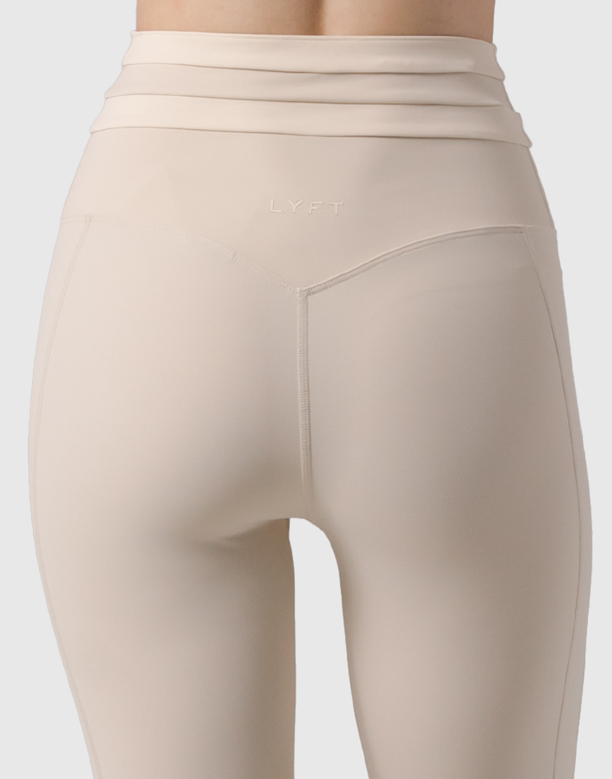 Waist Border Pattern Leggings - Beige