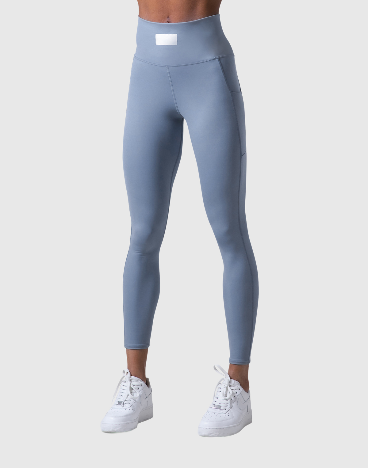 Woven Label Pocket Leggings - L.Blue