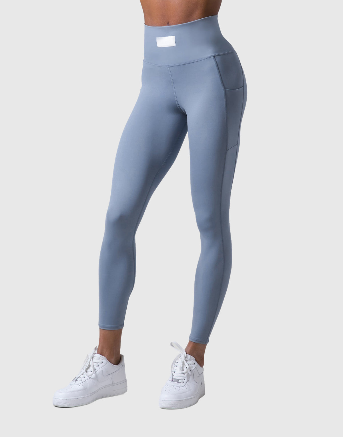 Woven Label Pocket Leggings - L.Blue