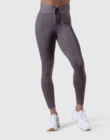 Ribbed Lace-Up Leggings - Ash Grey