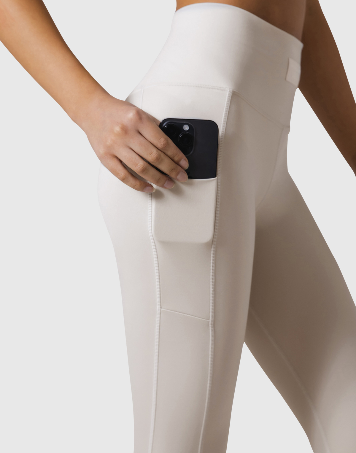 Woven Label Pocket Leggings - Ivory