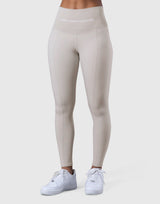 High Rise Waist Rib Leggings - Ivory
