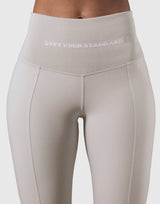High Rise Waist Rib Leggings - Ivory