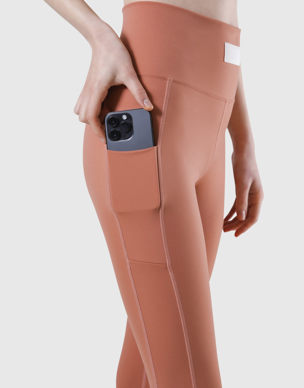 Woven Label Pocket Leggings - Coral