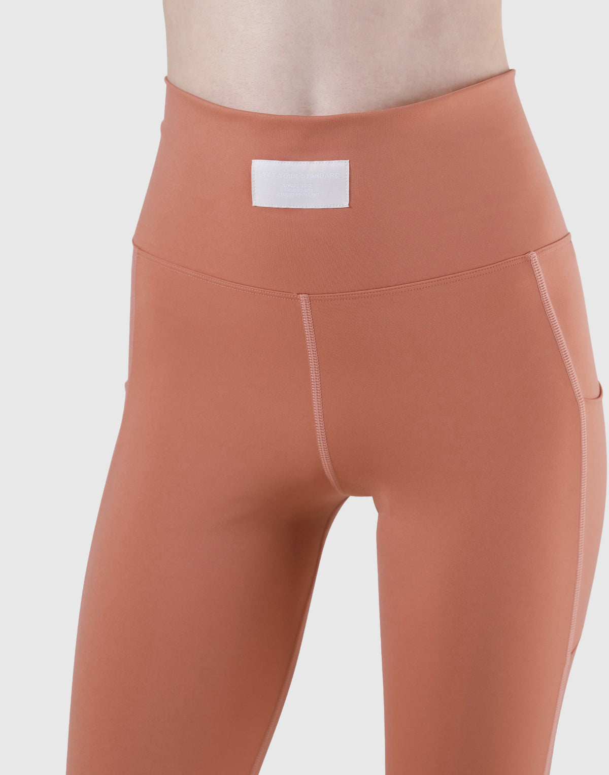 Woven Label Pocket Leggings - Coral