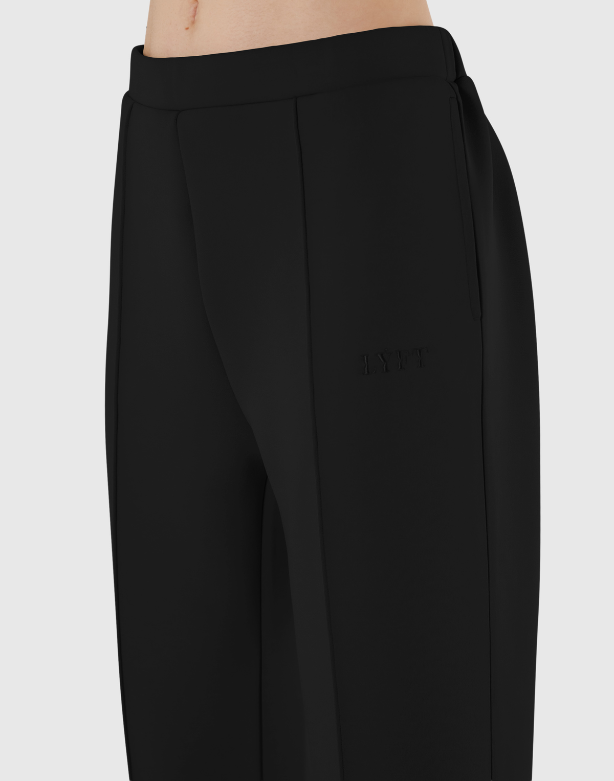 Double Knit Tapered Easy Pants - Black