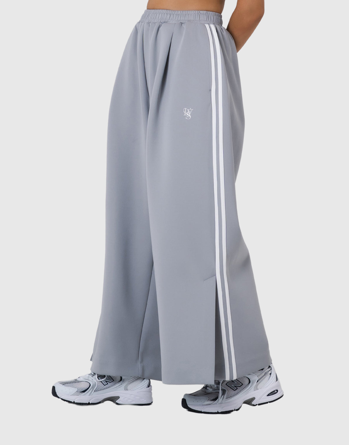 Two Line Slit Wide Pants - Grey