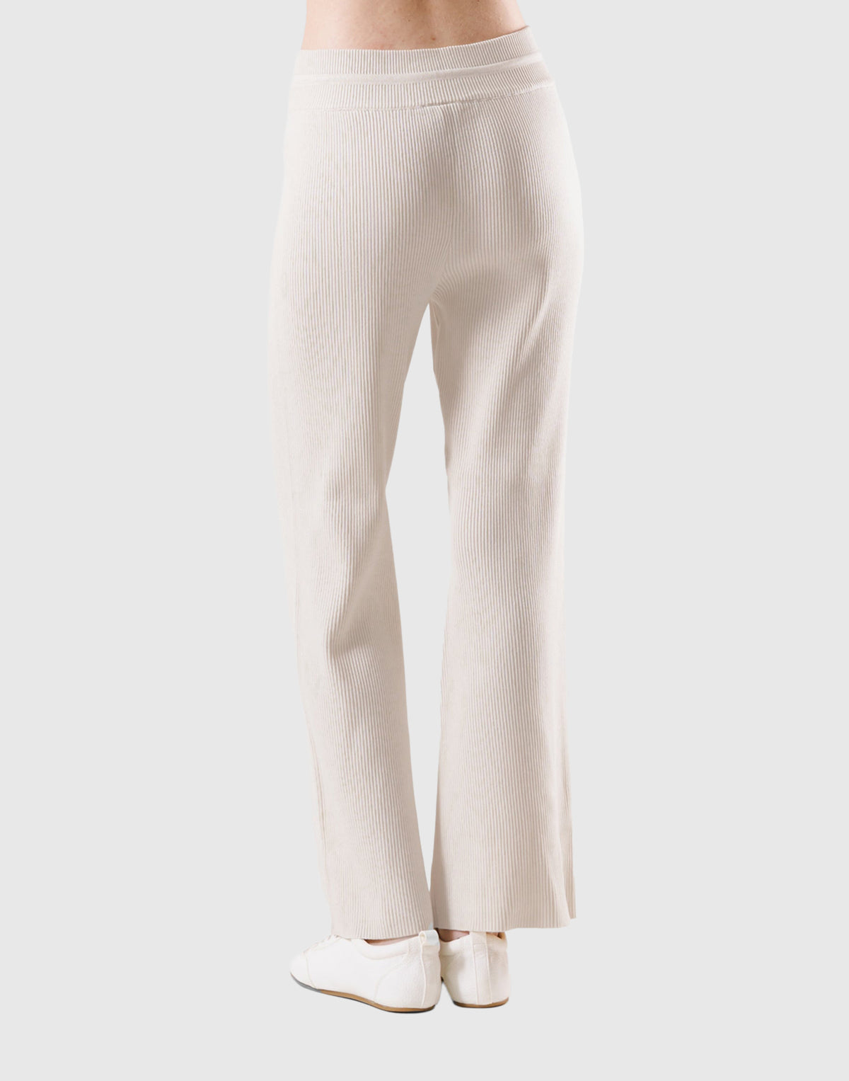 Rib Knit Flare Pants - Ivory