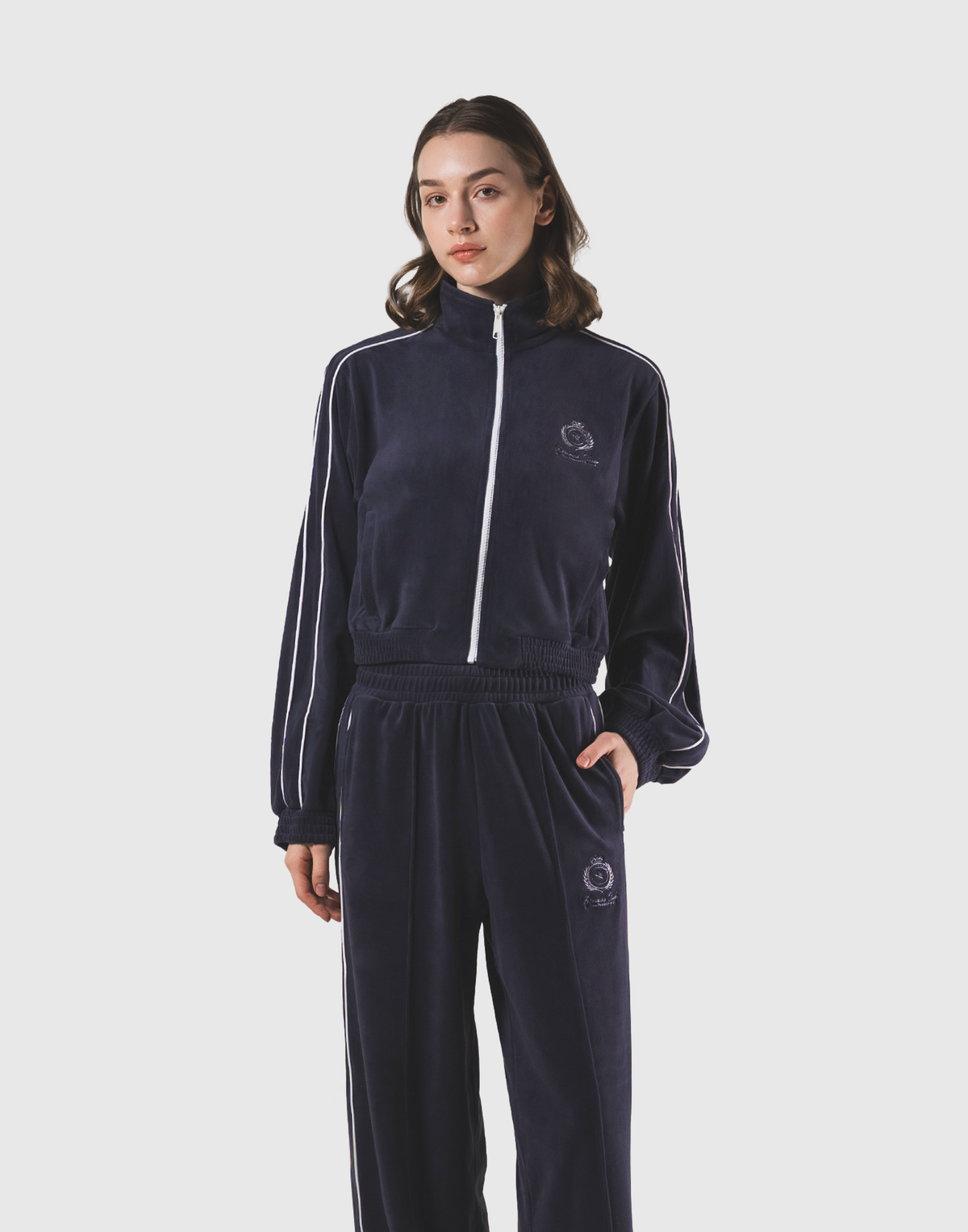Velour Track Jacket - Navy