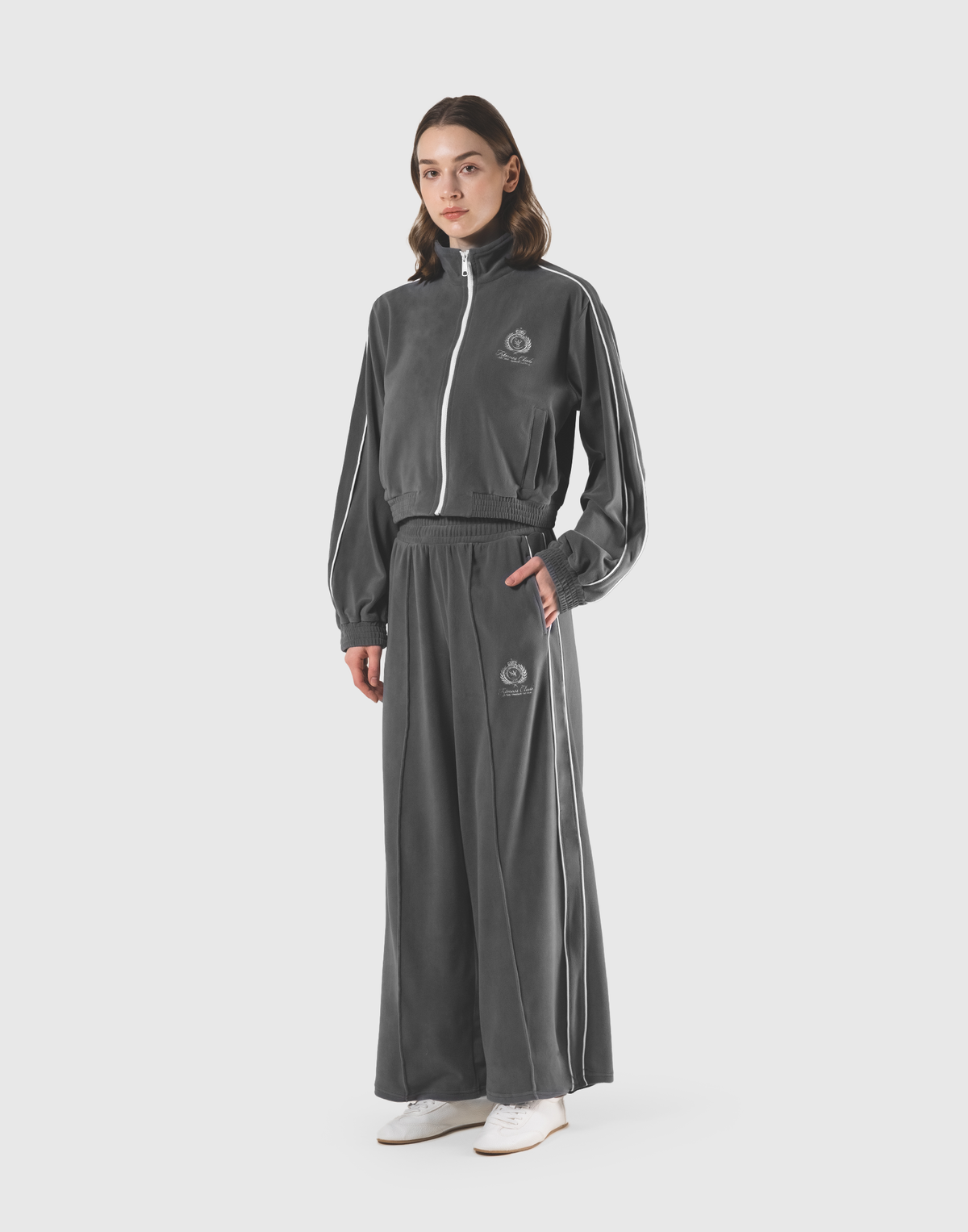 Velour Track Jacket - Grey