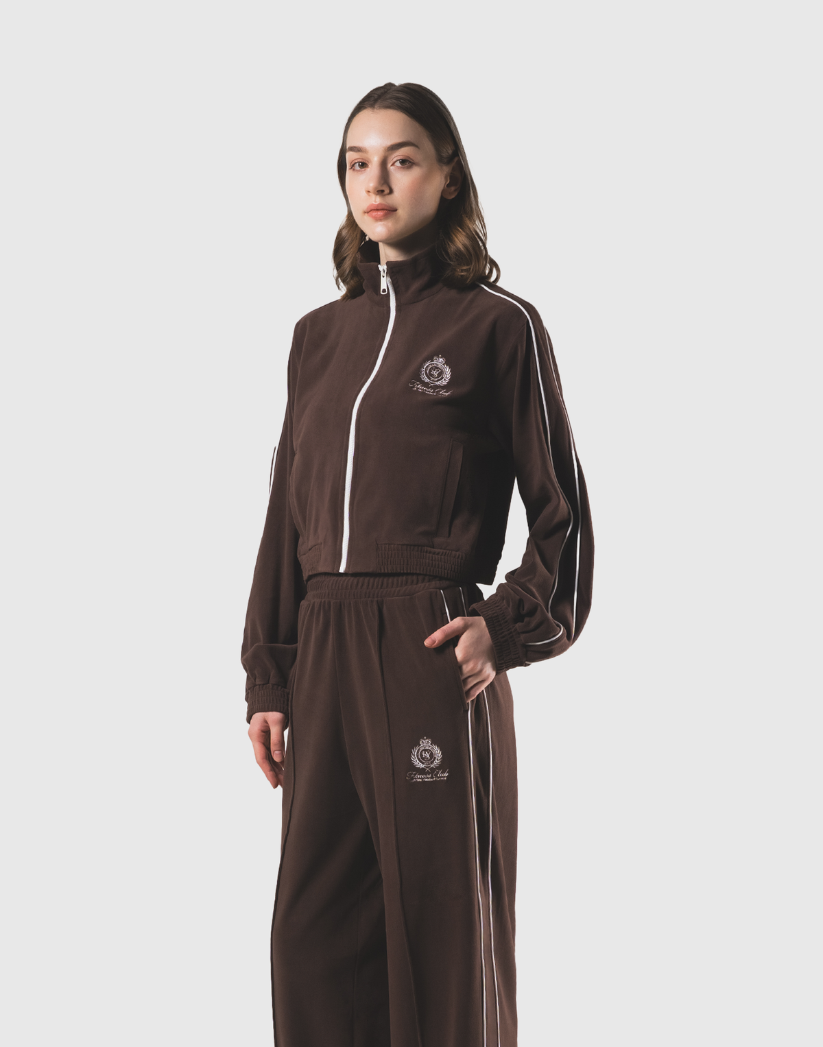 Velour Track Jacket - Brown