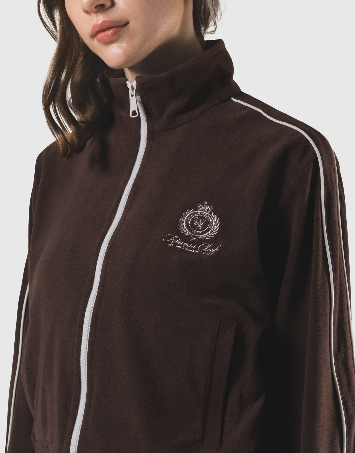 Velour Track Jacket - Brown