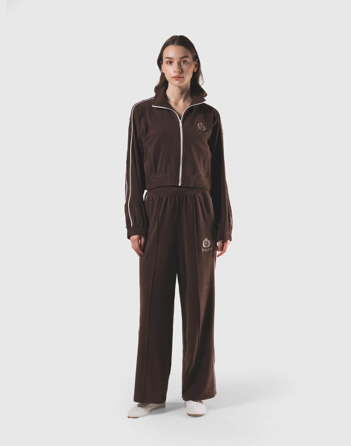 Velour Track Jacket - Brown