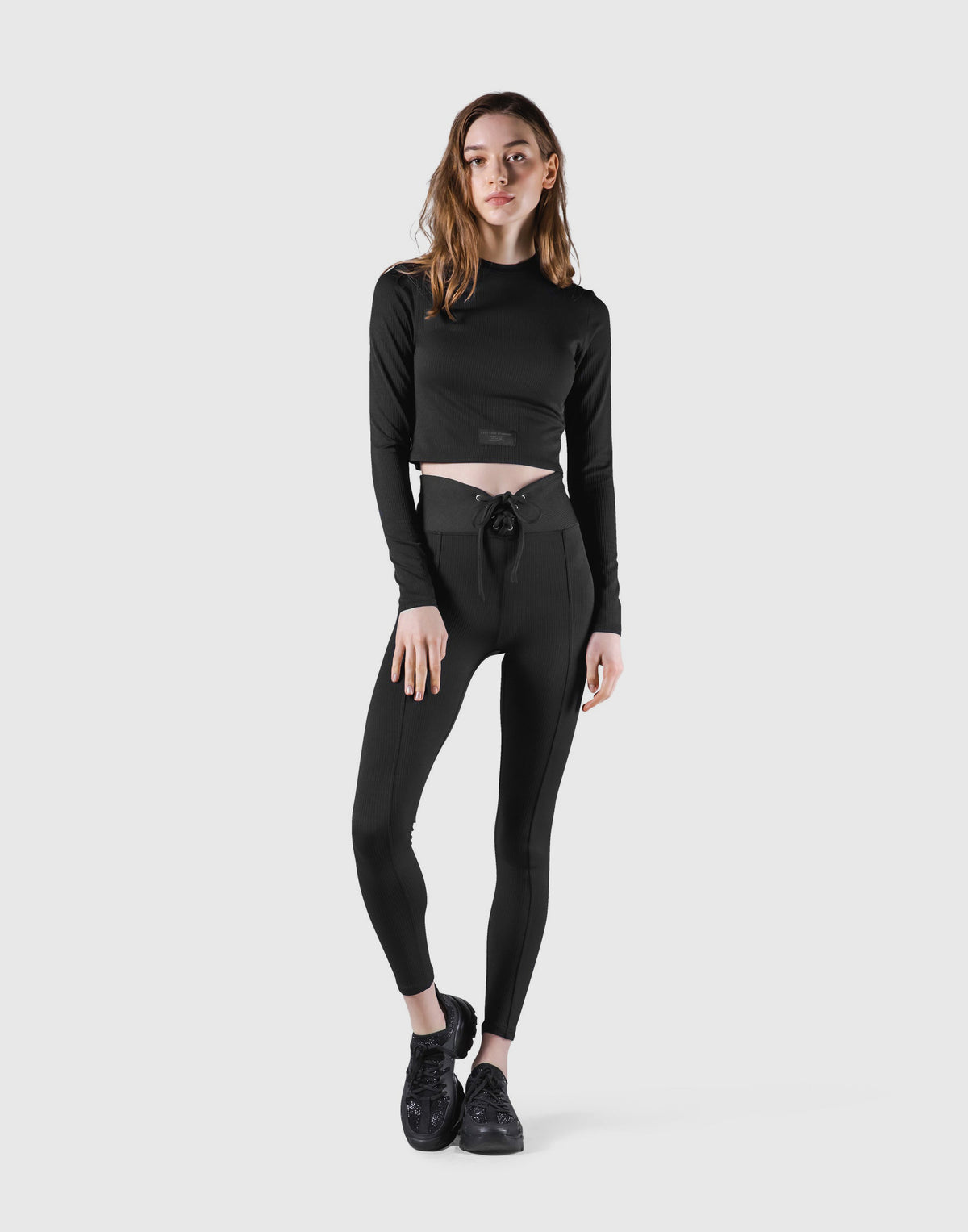 Ribbed Long Sleeve T-Shirt - Black