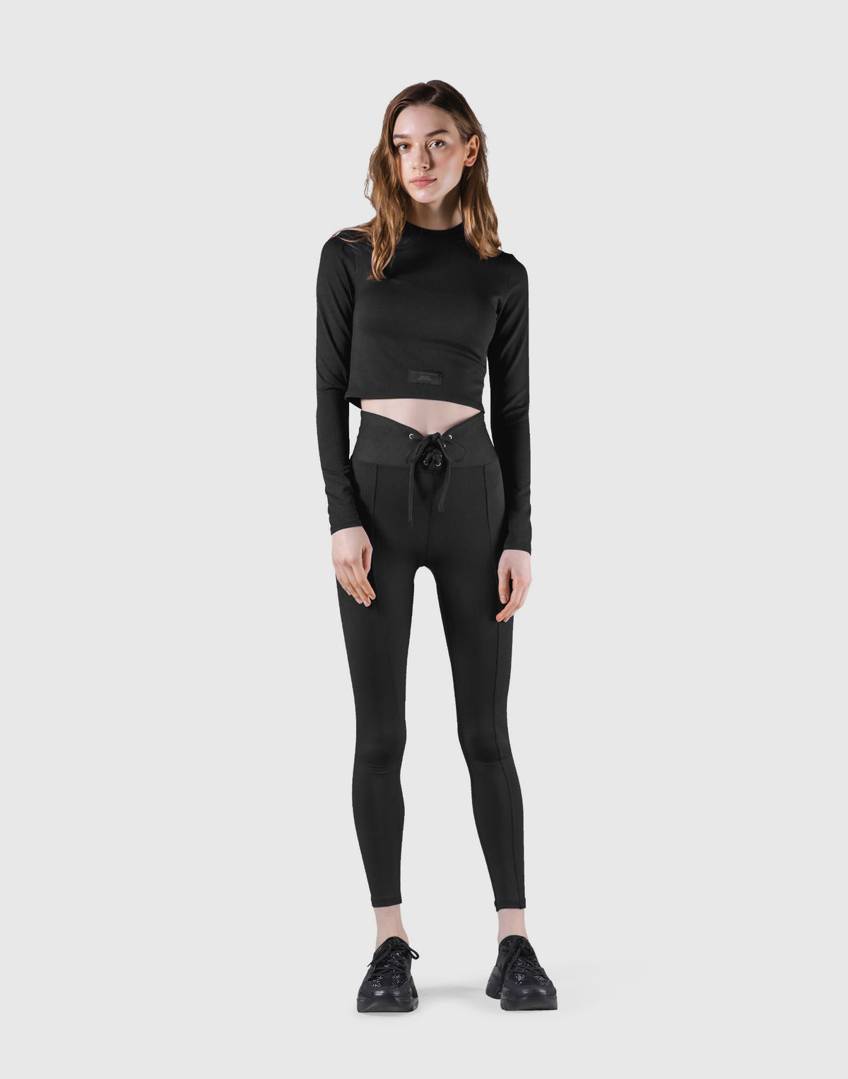 Ribbed Long Sleeve T-Shirt - Black