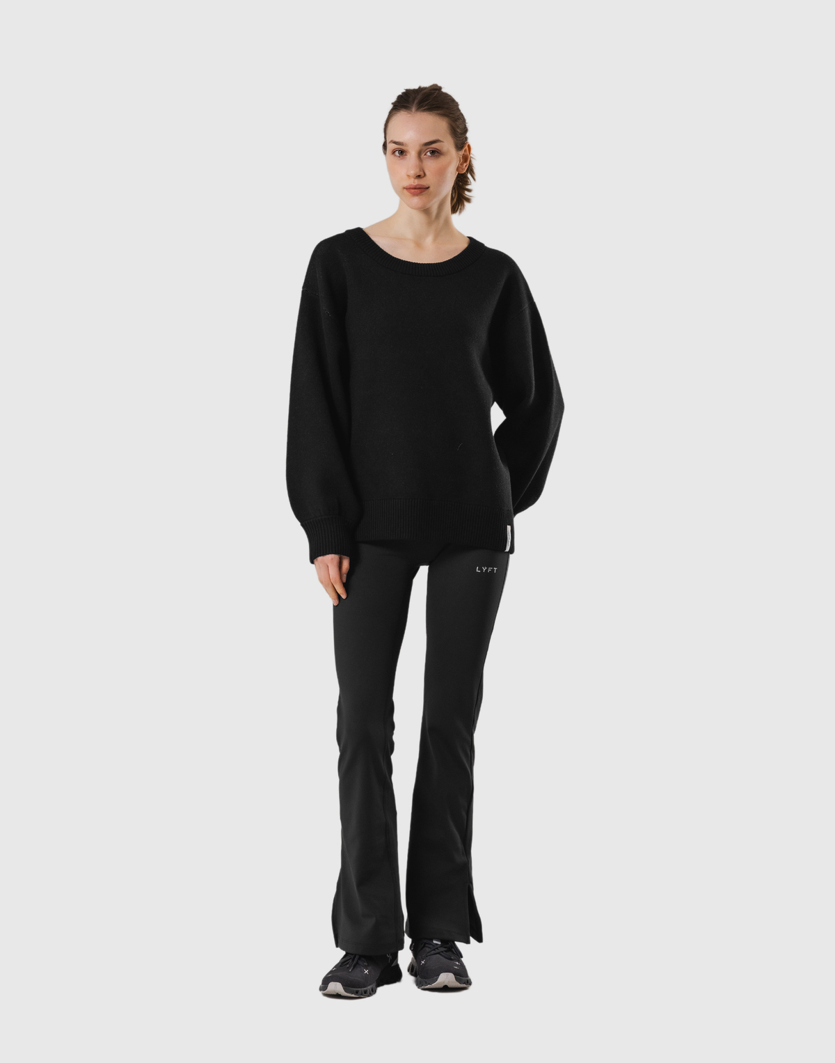 Back Logo Knit Pullover - Black