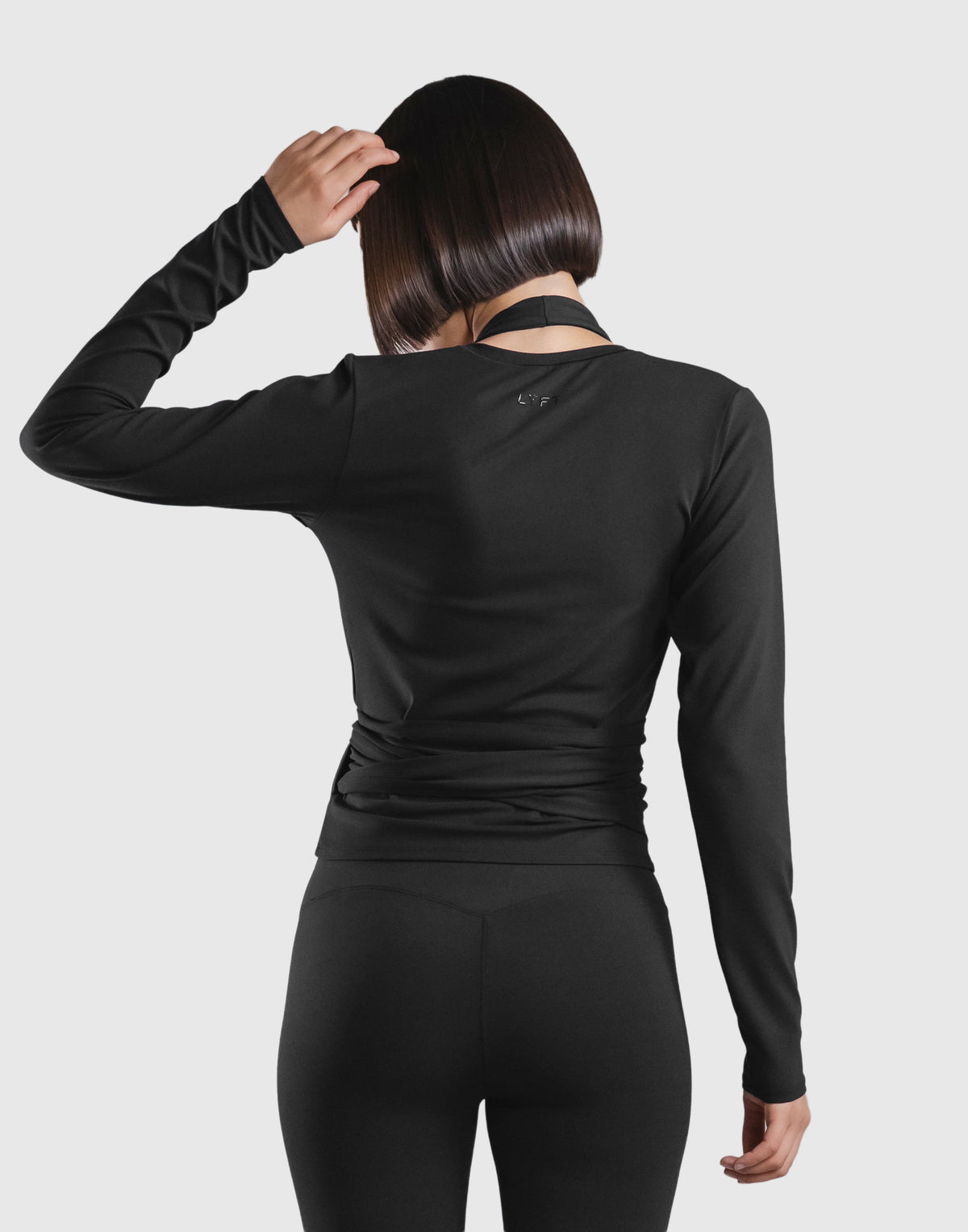 Comfortable Slim Wrap Top - Black