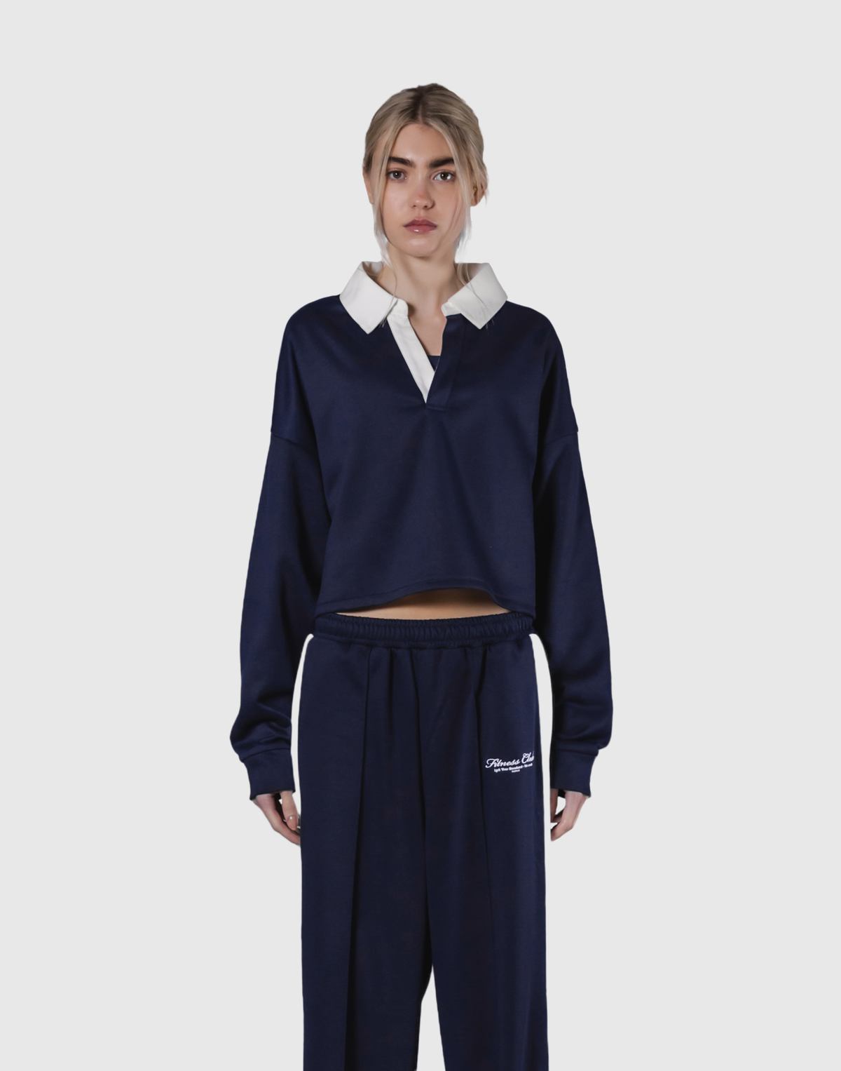 Cropped Rugby Shirt - Navy