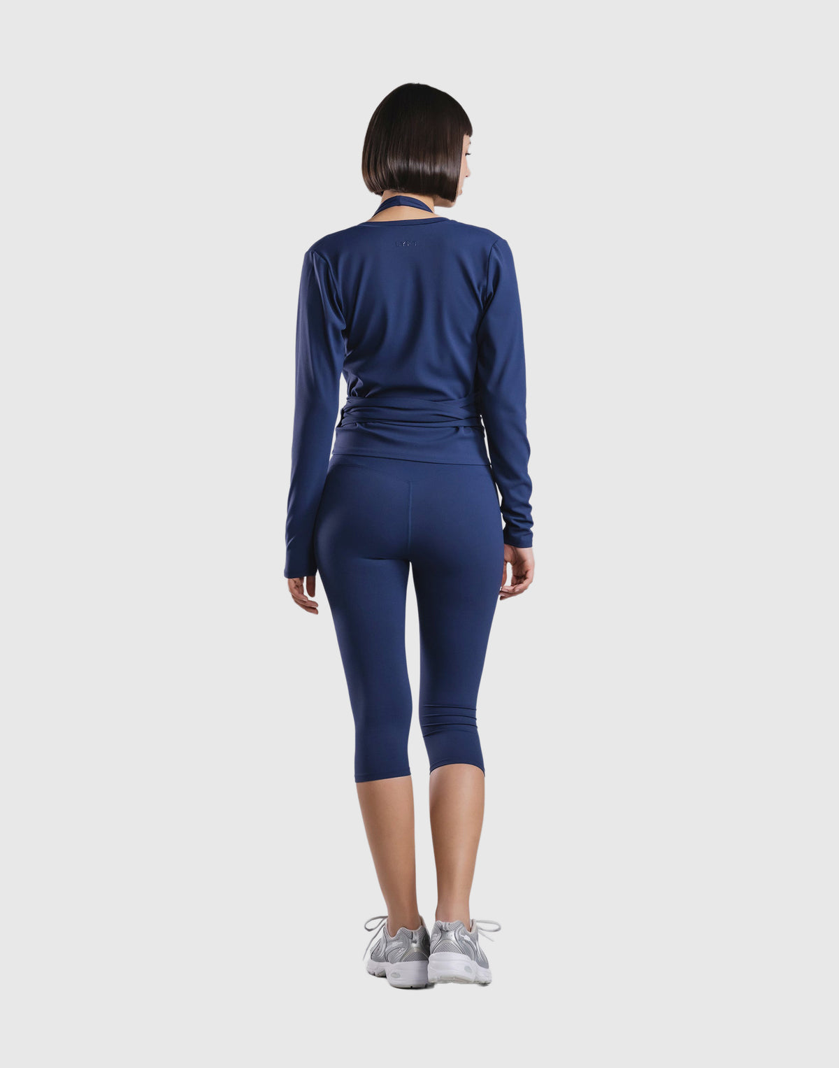 Comfortable Slim Wrap Top - Navy