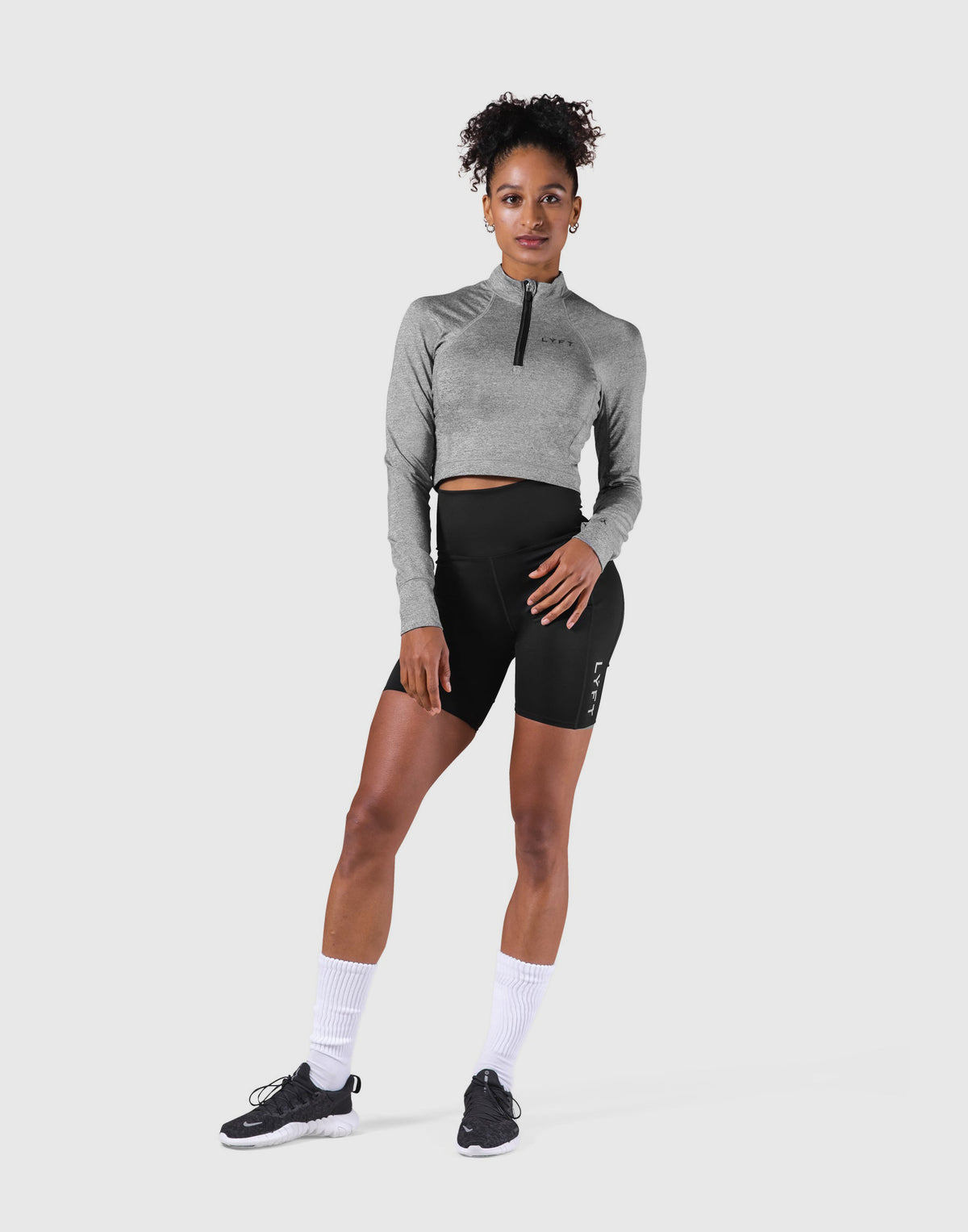 Slim Fit Half Zip Long Sleeve - Grey