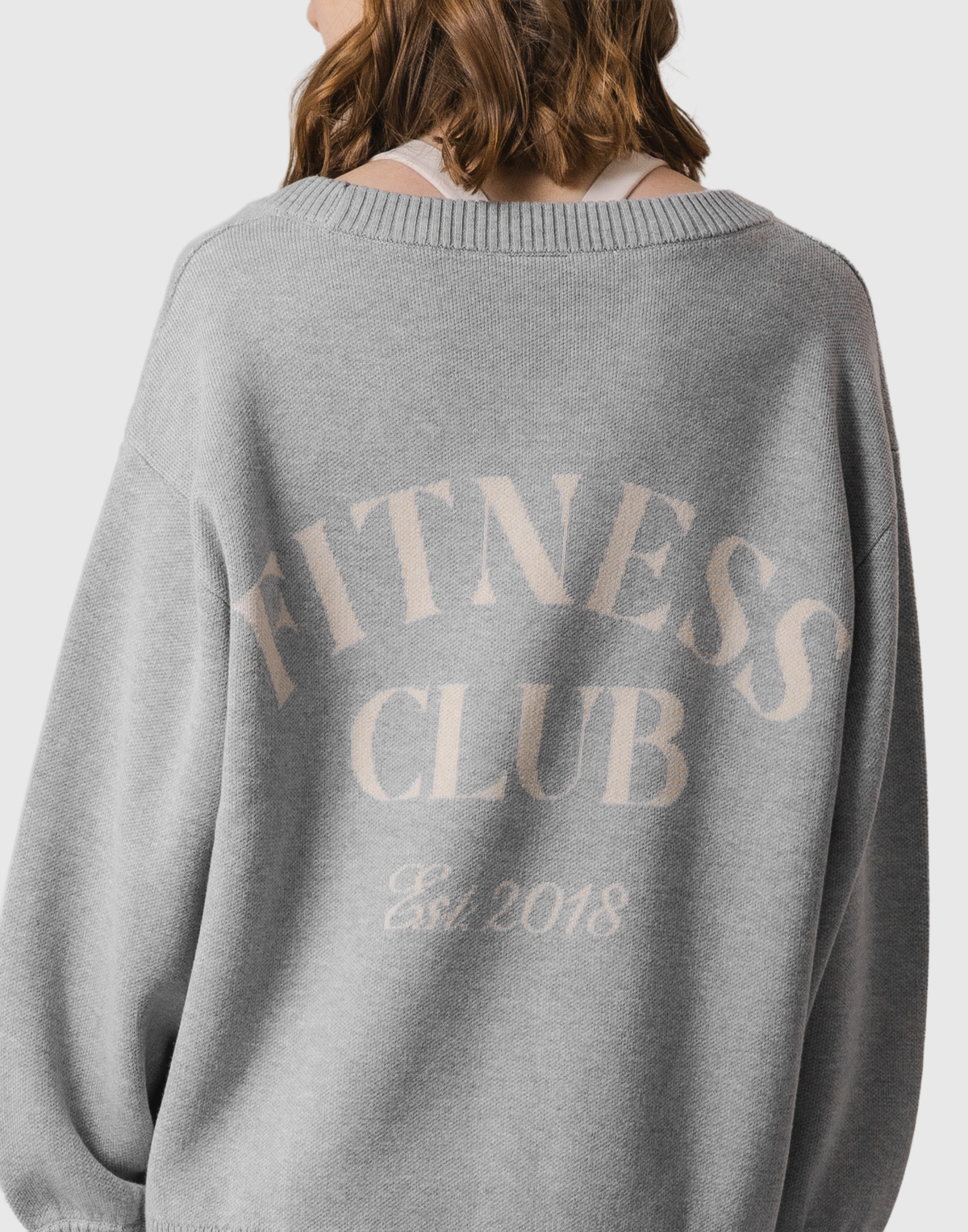 Back Logo Knit Pullover - Grey