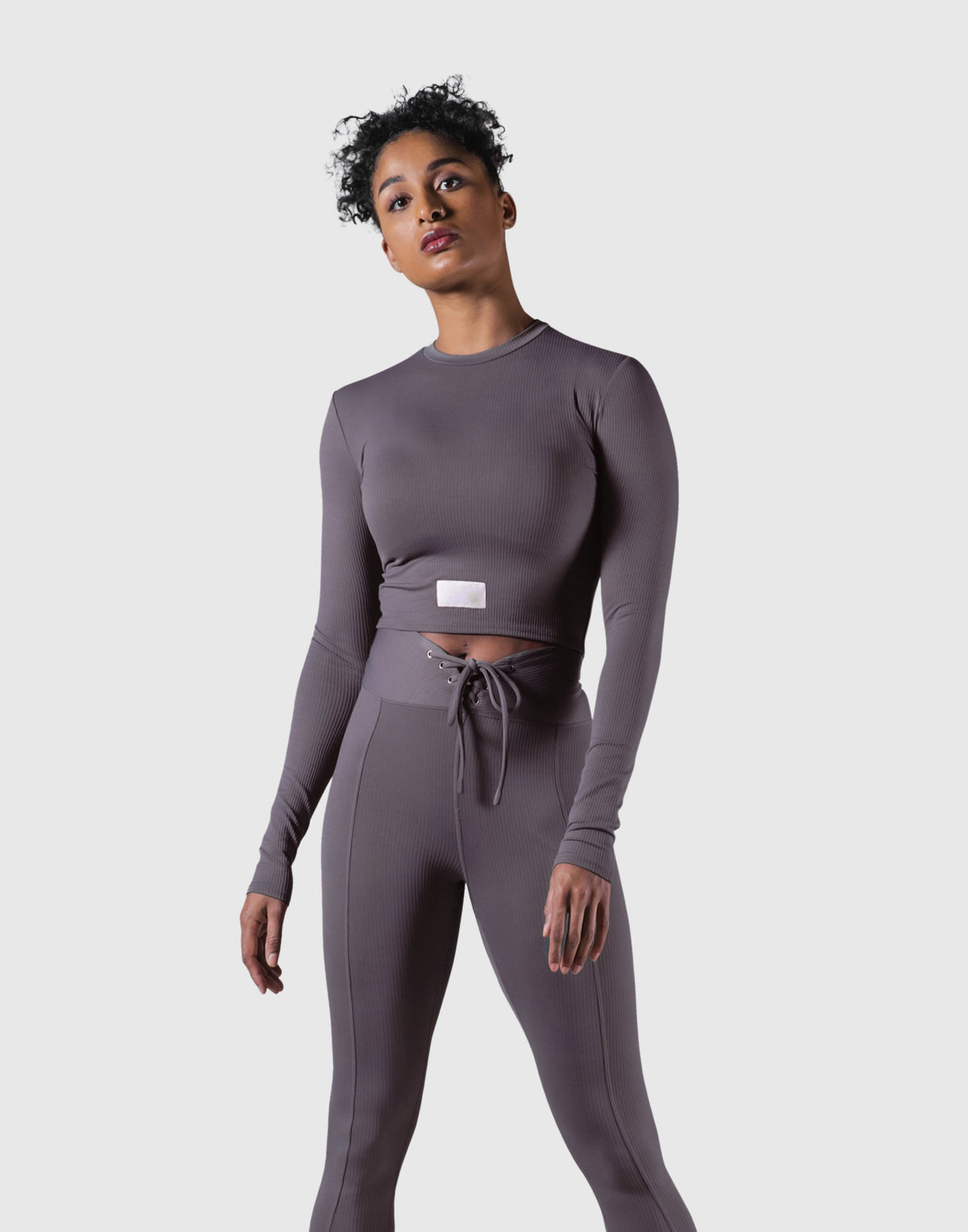Ribbed Long Sleeve T-Shirt - Ash Grey