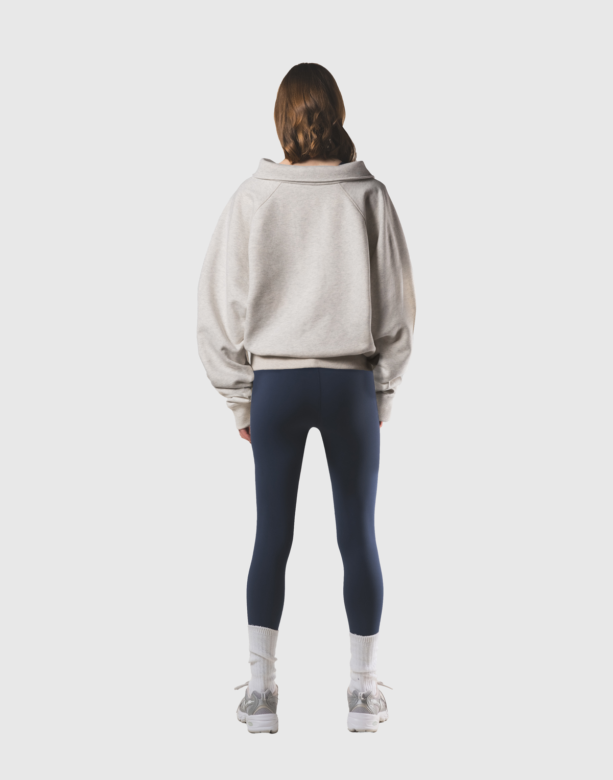Raglan Sleeve Polo Sweatshirt - Ivory