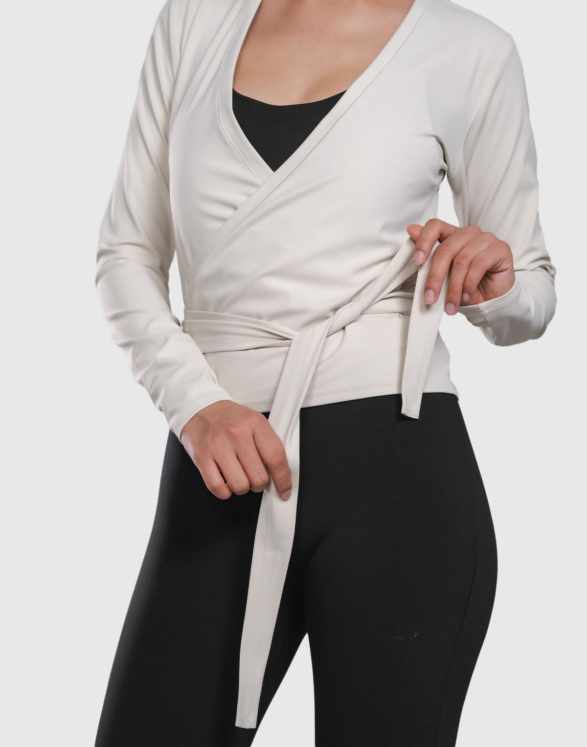 Comfortable Slim Wrap Top - Ivory