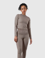 Stretch Slim Long Sleeve T-Shirt - Light Brown