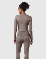 Stretch Slim Long Sleeve T-Shirt - Light Brown