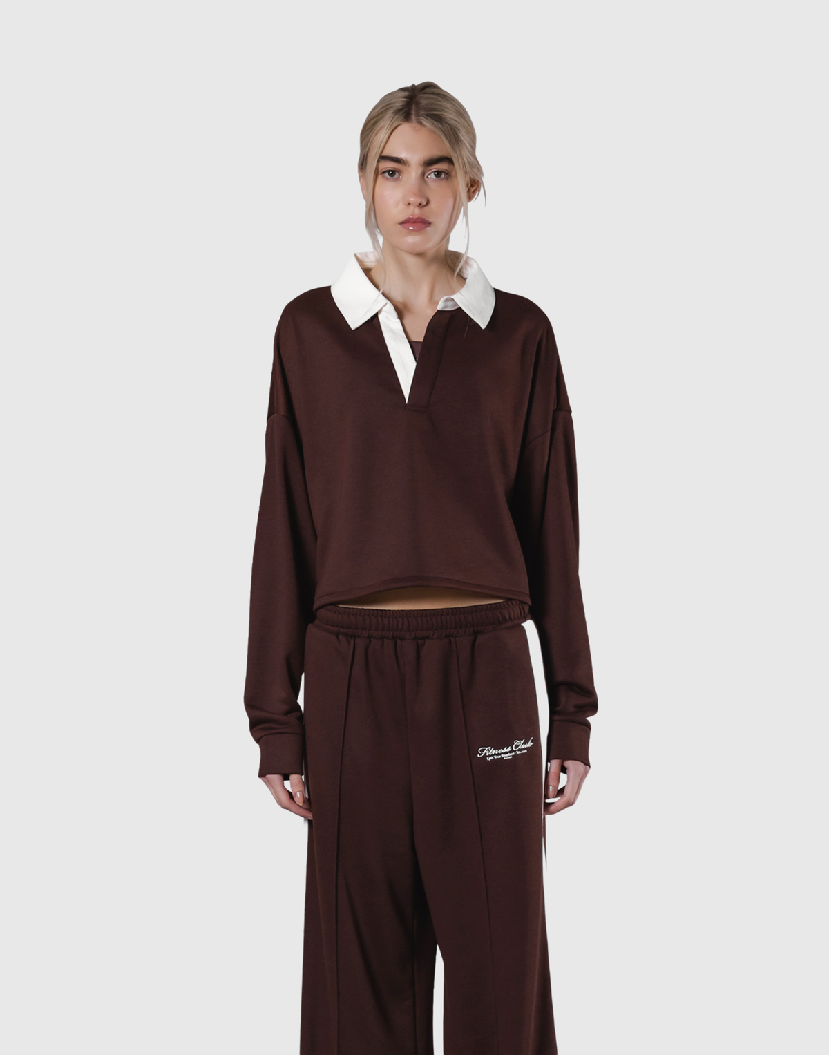 Cropped Rugby Shirt - Brown