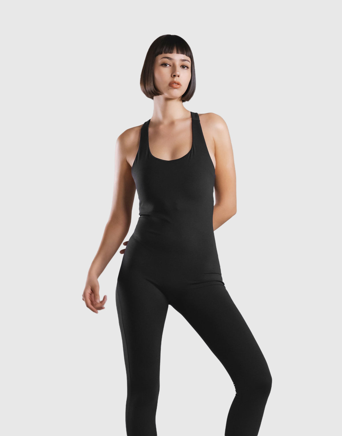 Comfort Back-Cross Long Jumpsuit - Black