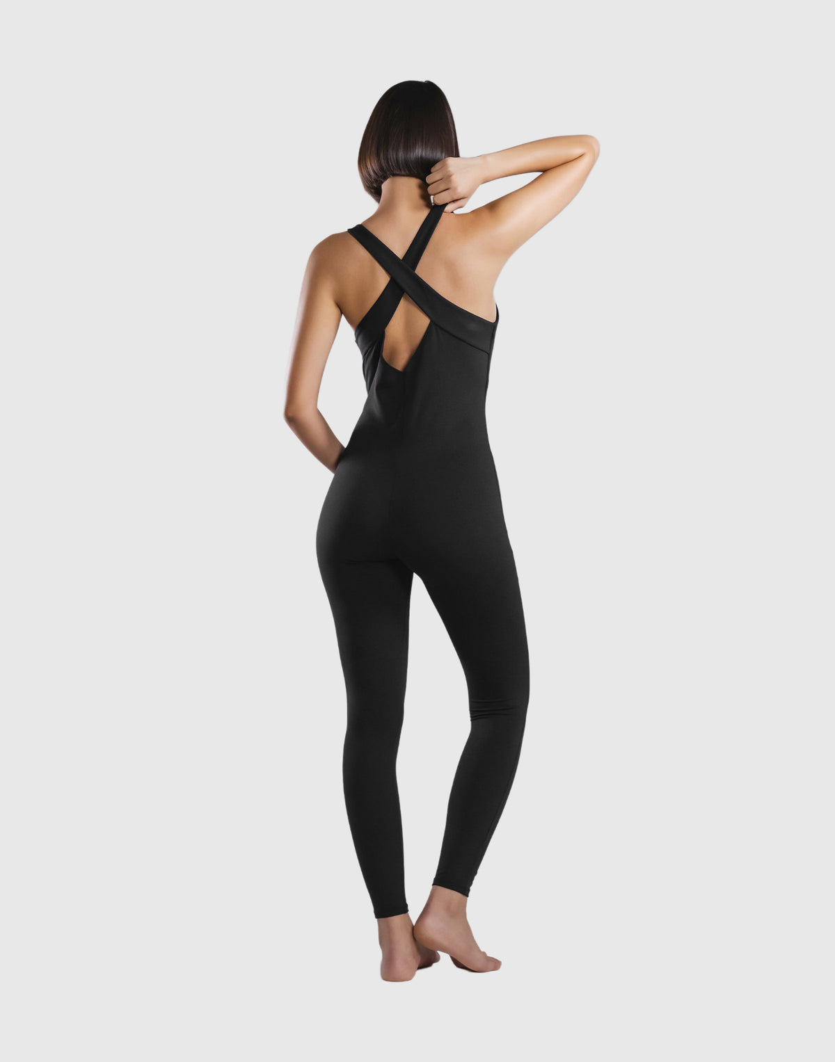Comfort Back-Cross Long Jumpsuit - Black