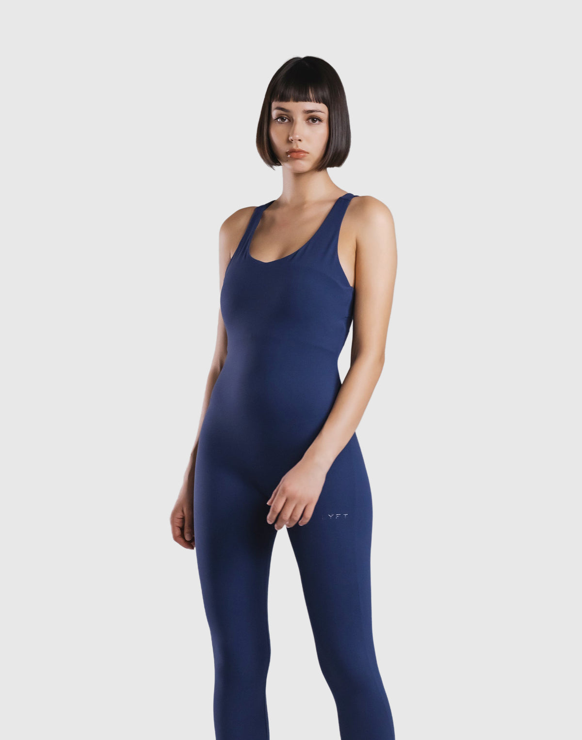 Comfort Back-Cross Long Jumpsuit - Navy