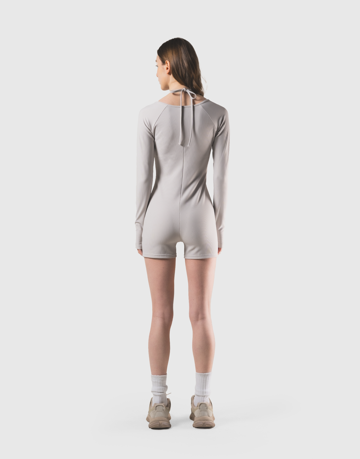 Square Neck Jumpsuit - Beige