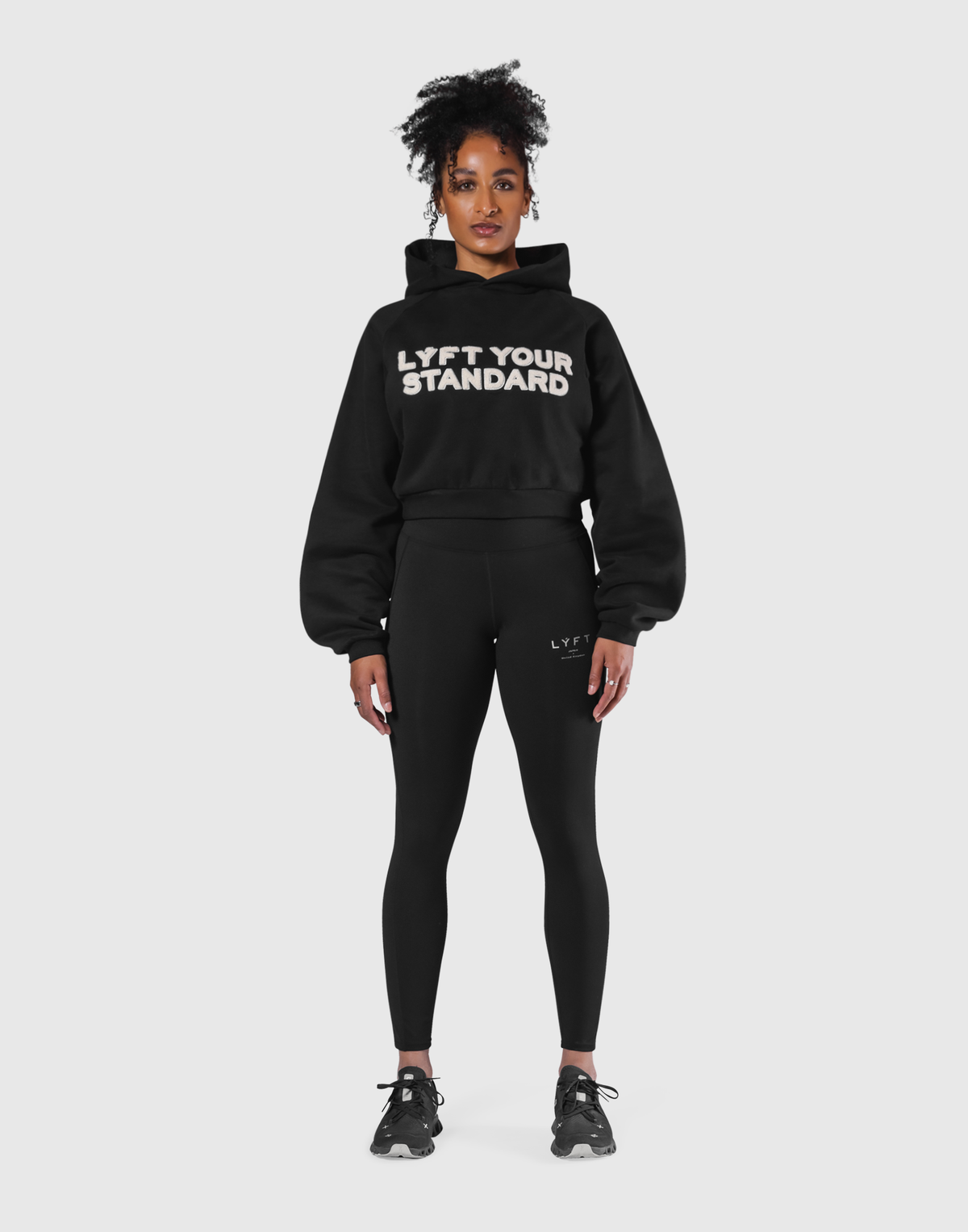 Pile Wappen Cropped Hoodie - Black