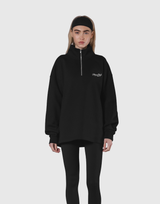 Half Zip Over Size Sweat - Black