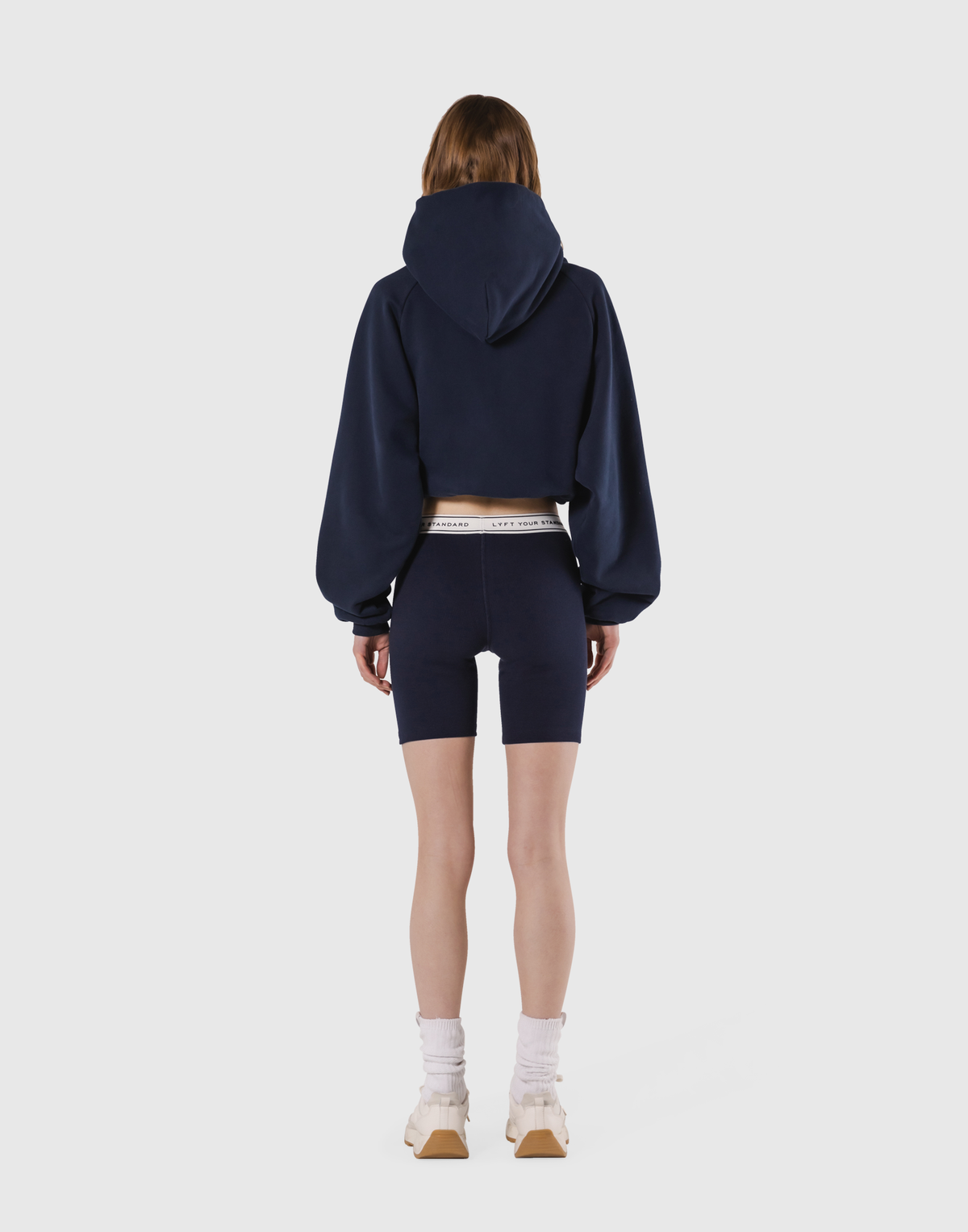Pile Wappen Cropped Hoodie - Navy