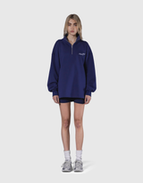 Half Zip Over Size Sweat - Navy
