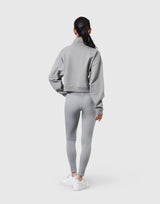 High Neck Cropped Sweat Shirt - Grey