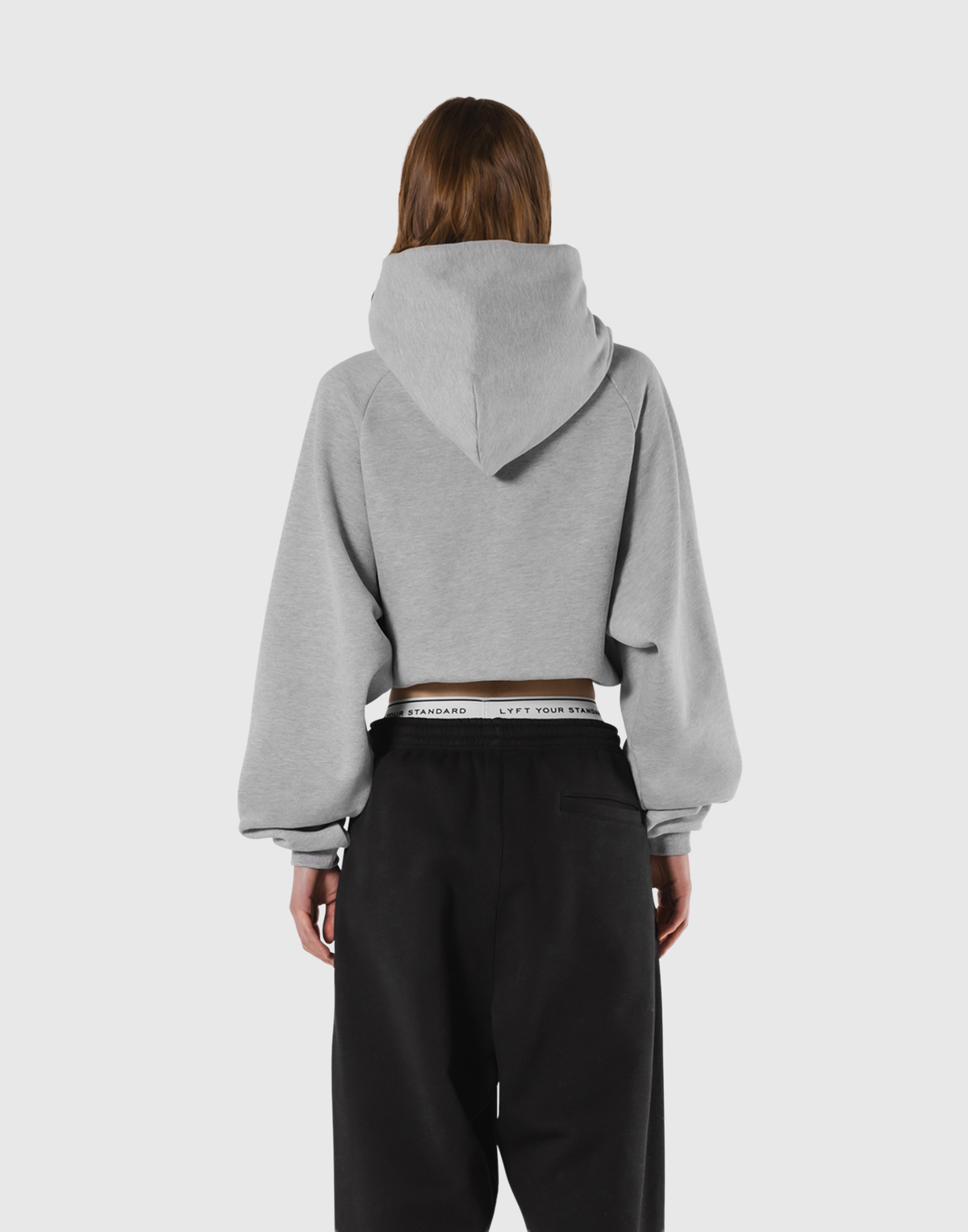 Pile Wappen Cropped Hoodie - Grey