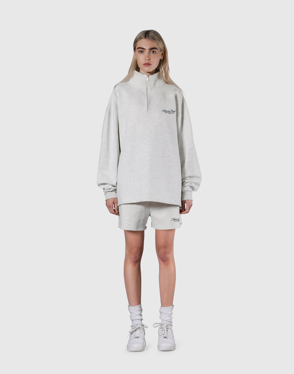 Half Zip Over Size Sweat - Grey