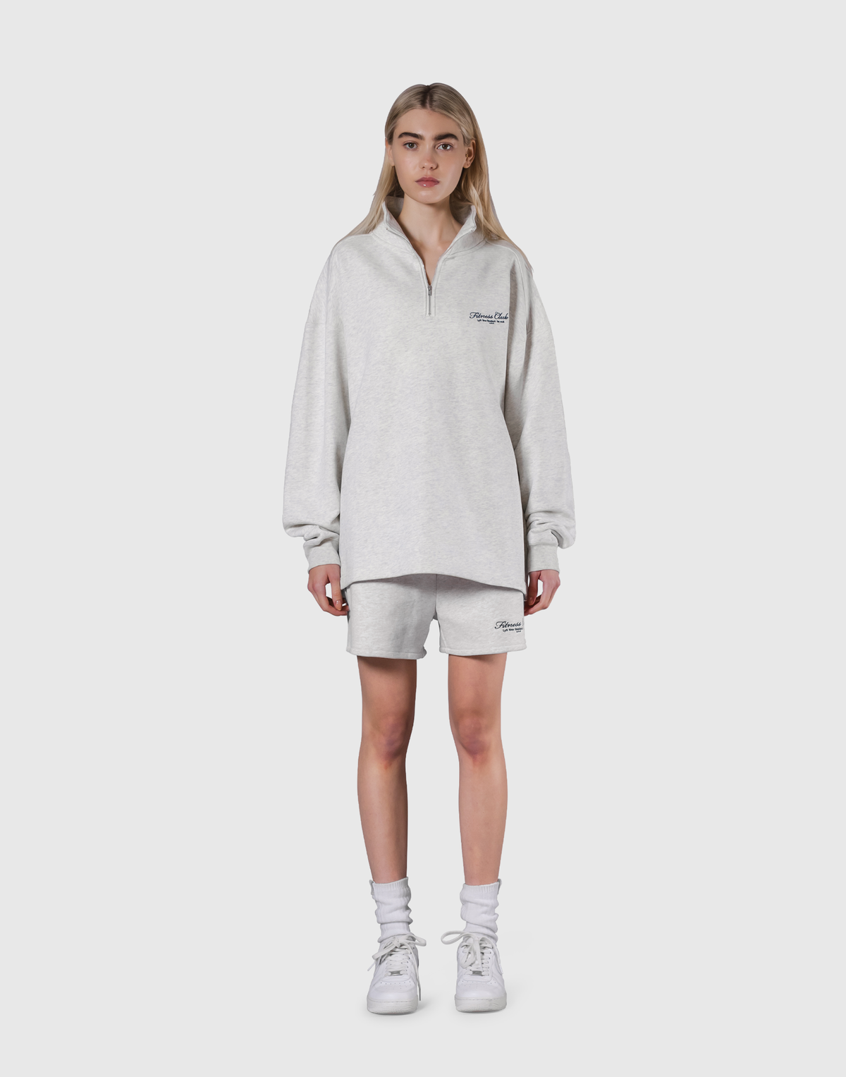 Half Zip Over Size Sweat - Grey