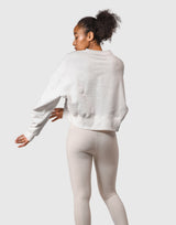 Splash Cropped Crewneck Sweat - White
