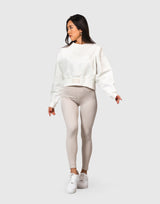 Splash Cropped Crewneck Sweat - White