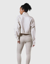 High Neck Cropped Sweat Shirt - Ivory
