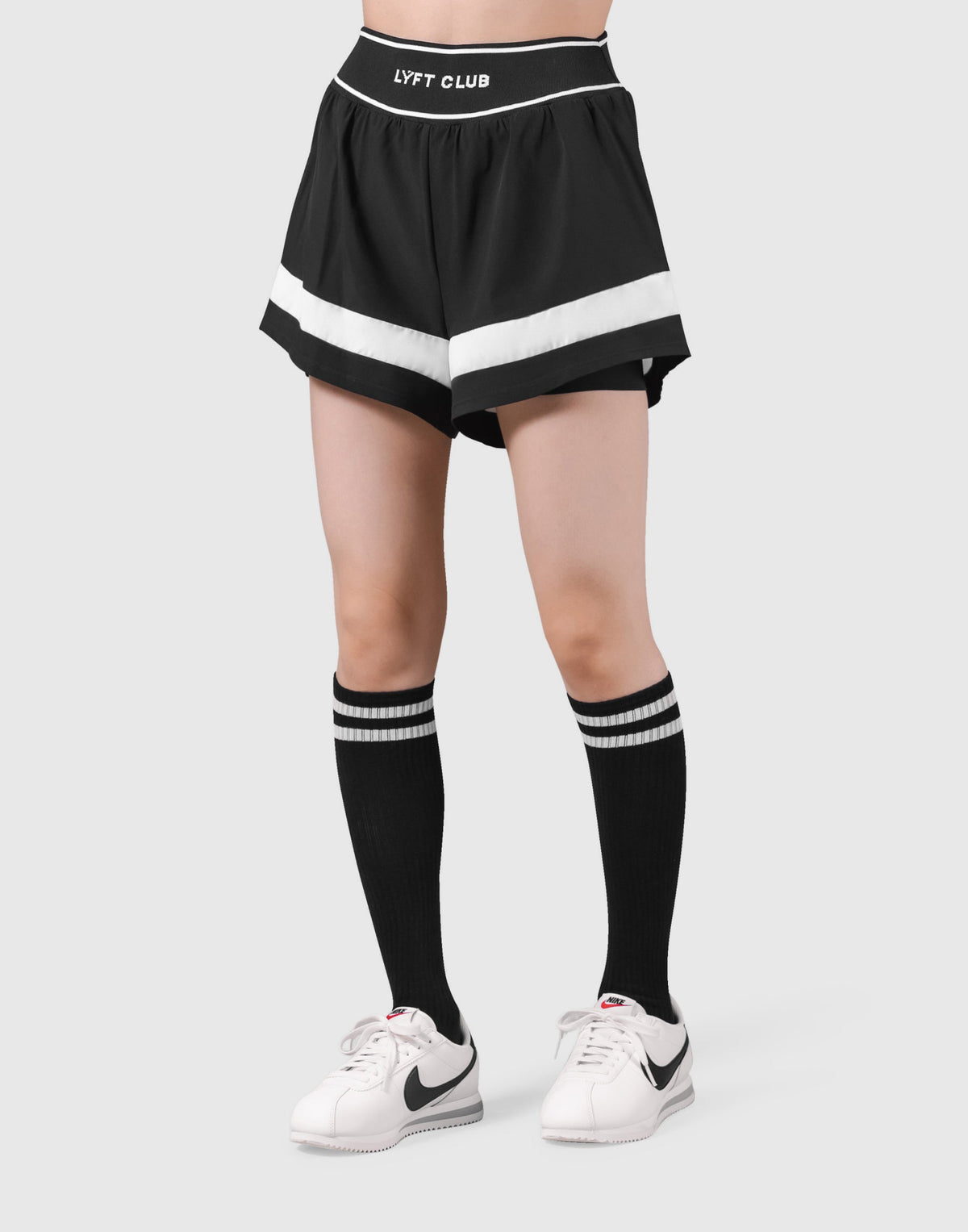 Waist Rib Flare Shorts - Black