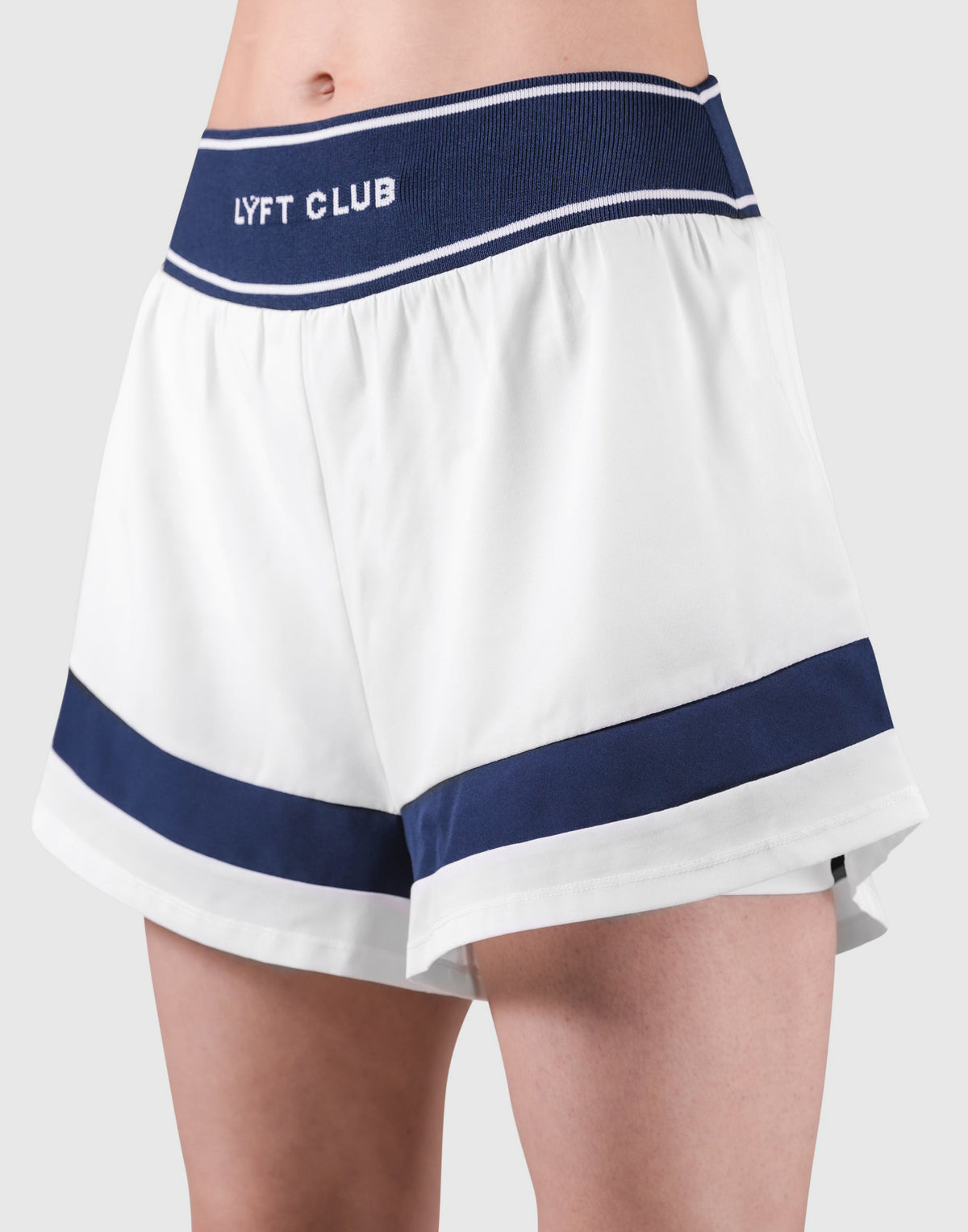 Waist Rib Flare Shorts - White